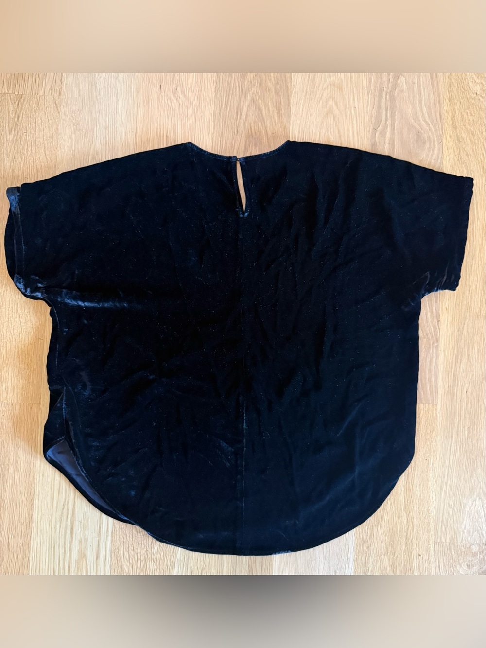 Madewell silk viscose Black Velvet Short Sleeve Blouse
